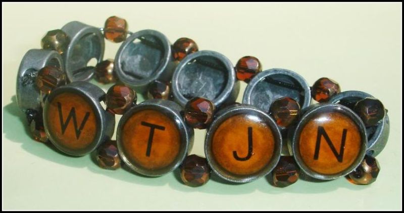 Orange Typewriter Key Bracelet