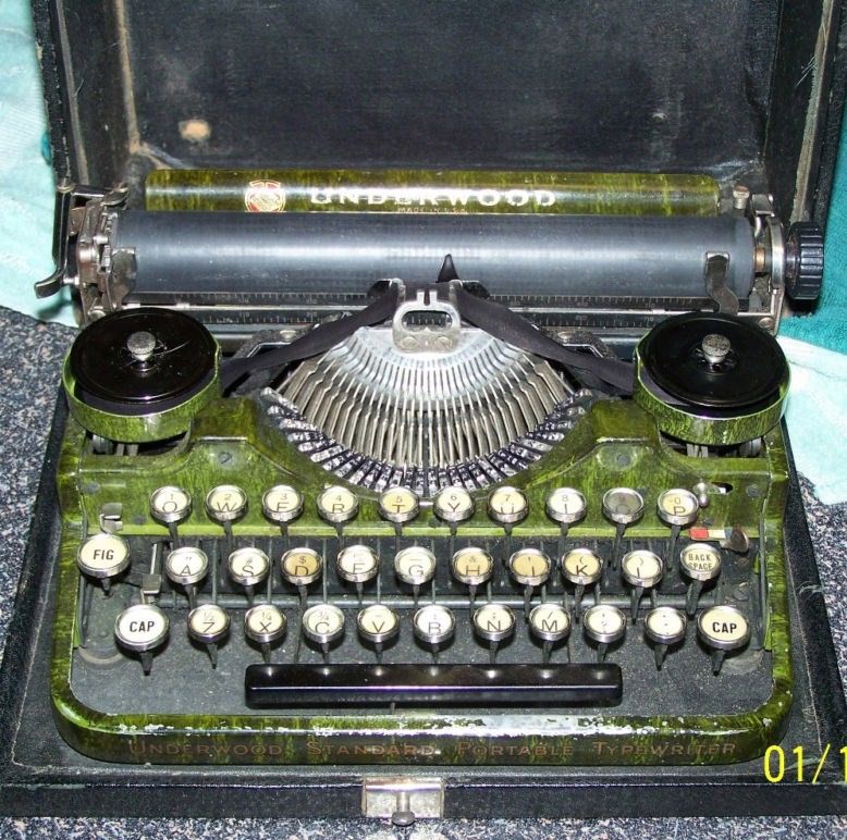 Antique Vintage Underwood Green Portable Typewriter