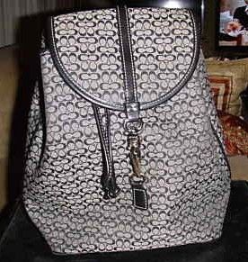 Authentic Coach Mini Signature Black White Backpack