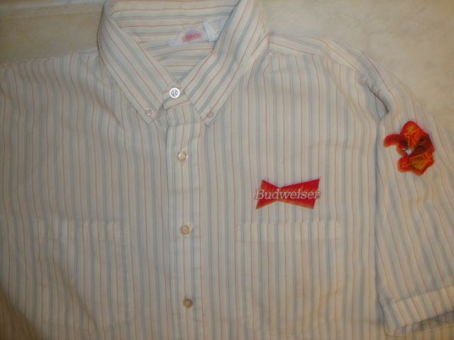 Budweiser Beer Delivery Truck Uniform Butotn Up Work Shirt