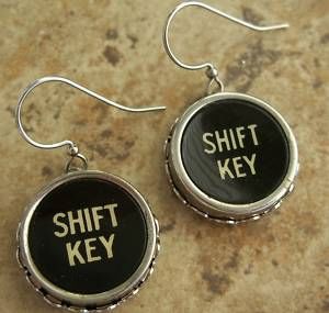 Black Typewriter Key Earrings