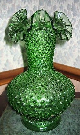 Fenton Classic Green 10 inch Hobnail Vase