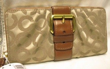 Coach Brooke OP Art Print Accordion Zip Wallet Khaki