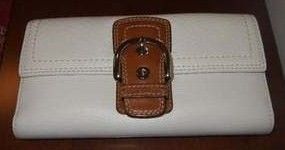 Coach Leather Checkbook Wallet White