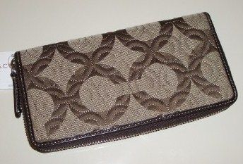 COACH Gramercy OP Art Zip Around Wallet Khaki