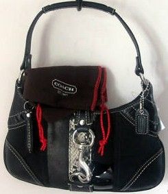 Coach Hamptons Signature Small Stripe Hobo Black
