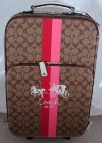 Coach Signature Signature Wheel Along Suitcase Luggage Khaki & Pink