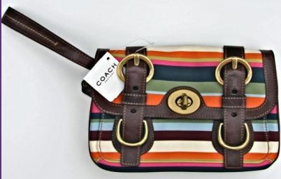 Coach Legacy Stripe Leather Clutch Wristlet