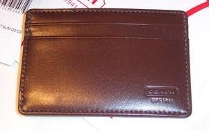 COACH Leather Slim Card Holder Mahogany Style 4664