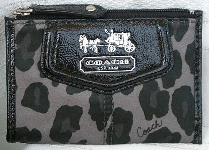 Coach Madison Ocelot Mini Skinny Coin Purse Wallet