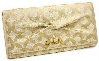 Coach Parker OP Art Checkbook Wallet Sand Color