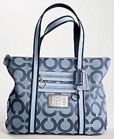 Coach Poppy Navy Blue Silver Glam Tote