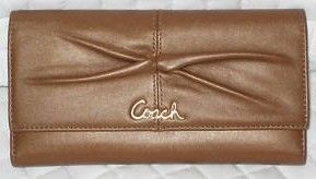 Coach Parker Leather Checkbook Wallet Cinnamon