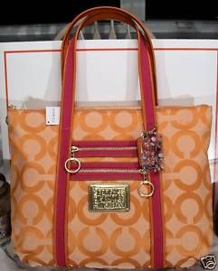 Coach Persimmon Poppy OP Art Glam Tote