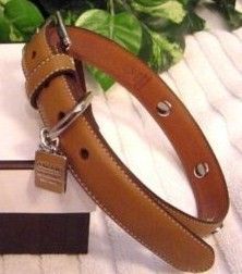 Coach Trendy Fashion XS Leather Charm Dog Collar Light Brown