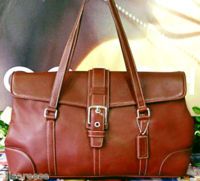 Coach Whiskey Burnished Leather Satchel Bag