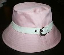 Coach Women's Bucket Hat in Pink w White Leather Trim