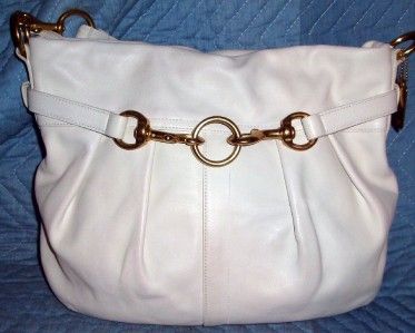 Coach White Leather Pleated Hobo