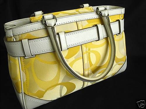 Coach yellow hamptons optic signature carryall back
