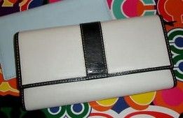 Coach Hamptons White Leather Checkbook Wallet