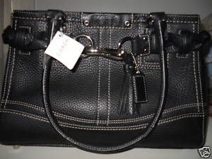 Coach Black Pebble Leather Carryall Bag