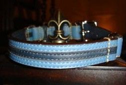 Coach Blue Leather Dog Collar Small