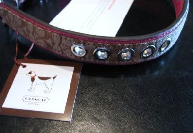 Coach Dog Collar Signature with Pink Leather
