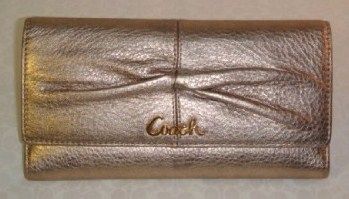 Coach Parker Bronze Leather Checkbook Wallet 42451