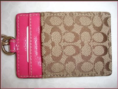Coach Pink Signature Lanyard Badge ID Card Holder Case 60357