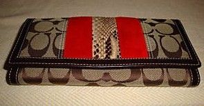 Coach Python Suede Signature Stripe Wallet