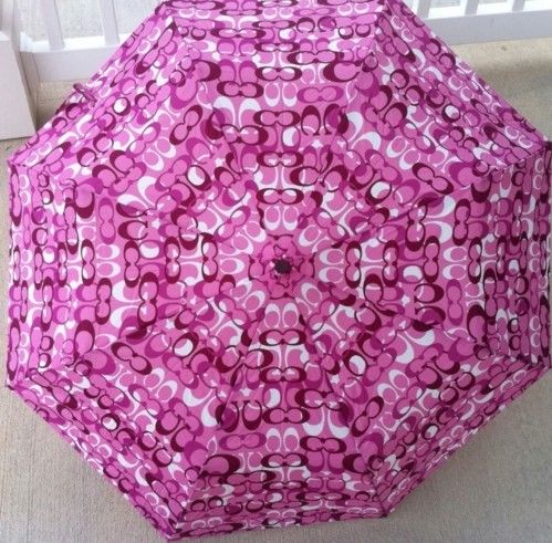 Coach Signature Optic Umbrella Purple Opened