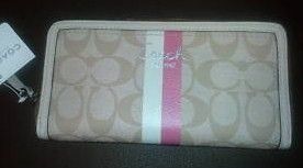 Cocah Signature Stripe Zip Around Wallet