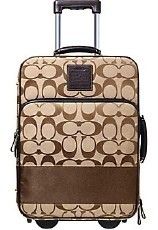 COACH Signature Striped Wheel Along Suitcase Luggage Khaki