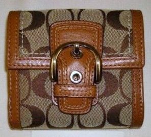 Coach Soho Signature French Purse Khaki Toffee