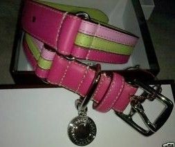 Coach Stripe Dog Collar Pink Green Magenta 60407