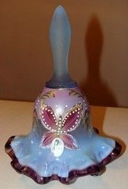 Fenton Blue Purple Violet Crest Butterfly Bell