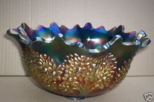 Fenton Carnival Vintage Orange Tree Punch Bowl