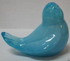 Fenton Glass Bird Shiney Sky Blue Songbird