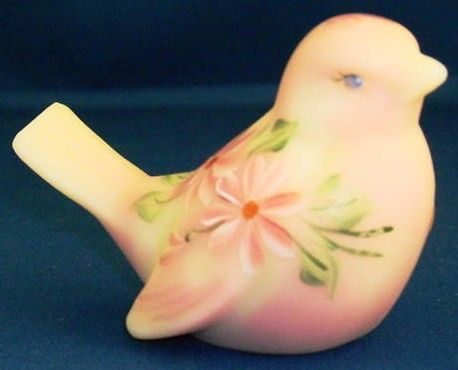 Fenton Glass Burmese Bird Hand Painted Artist Signed