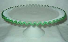 Fenton Glass Emerald Crest High Footed Cake Stand