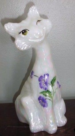 Fenton Glass MOP Alley Cat Purple Floral