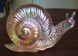Fenton Gold Opalescent Snail Figurine