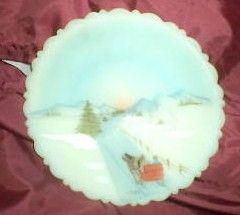 Fenton Handpainted plate by Debra Hill 1980