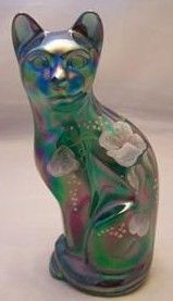 Fenton Emerald Green Carnival Stylized Cat Figurine