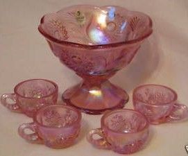 Fenton Fenton Mini Punch Bowl Set Iridized Pink