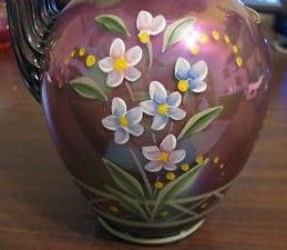 Fenton LPVC 90th Anniversary of Iridized Glass Close up View