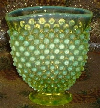 Fenton Topaz Opalescent Hobnail Vase