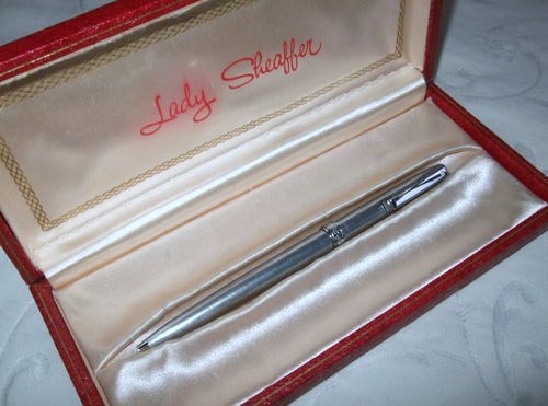 Fine Vintage Boxed Lady Sheaffer Ballpoint Pen/Brushed Steel