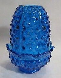 Fenton Fairy Lamp Blue obnail Glass Candle Holder 2 Piece