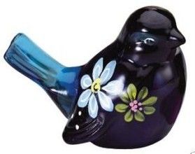 Fenton 4 inch Indigo Blue Handpainted Flower Power Bird